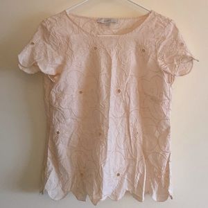 Loft eyelet petal sleeve blouse - blush